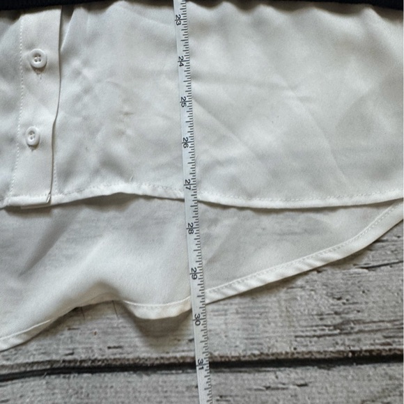 Adrianna Papell Women’s Ruffle Neck Twofer Sweater - Black & White, Size M - Picture 6 of 8